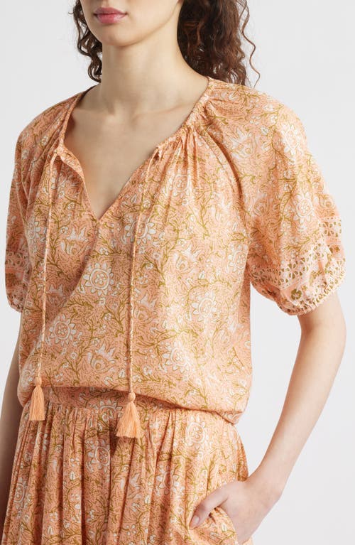 Cleobella Johana Print Tie Neck Top In Cecil Blush Print
