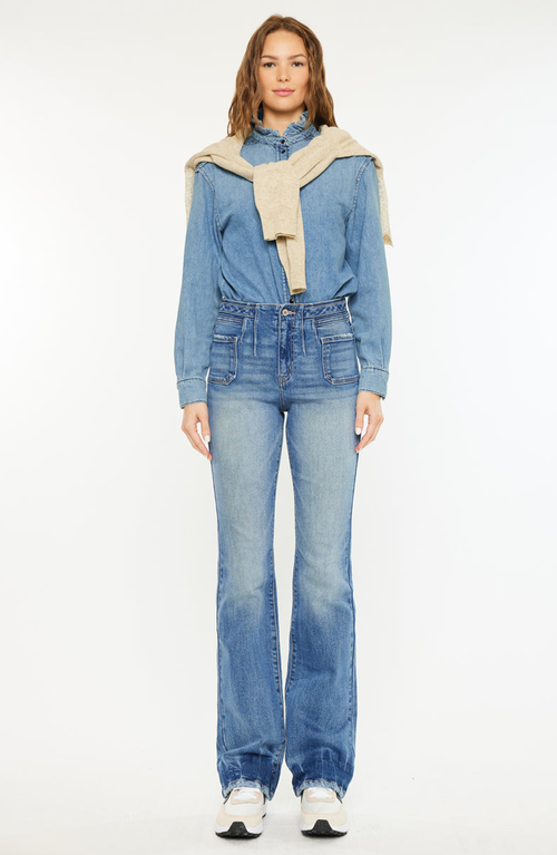Kancan Denicee High Rise Bootcut Jeans In Blue