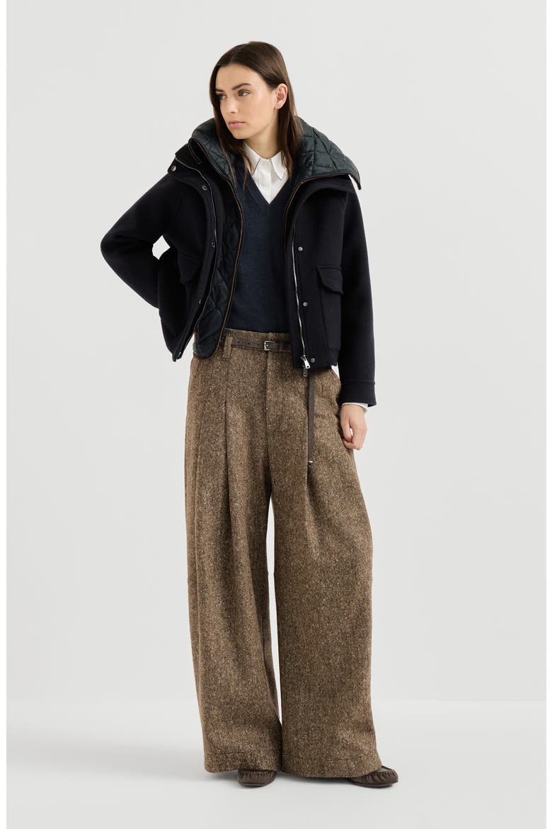 Hand-crafted outerwear jacket in virgin wool and cashmere double cloth with detachable Thermore®-padded vest, Alternate, color, Night