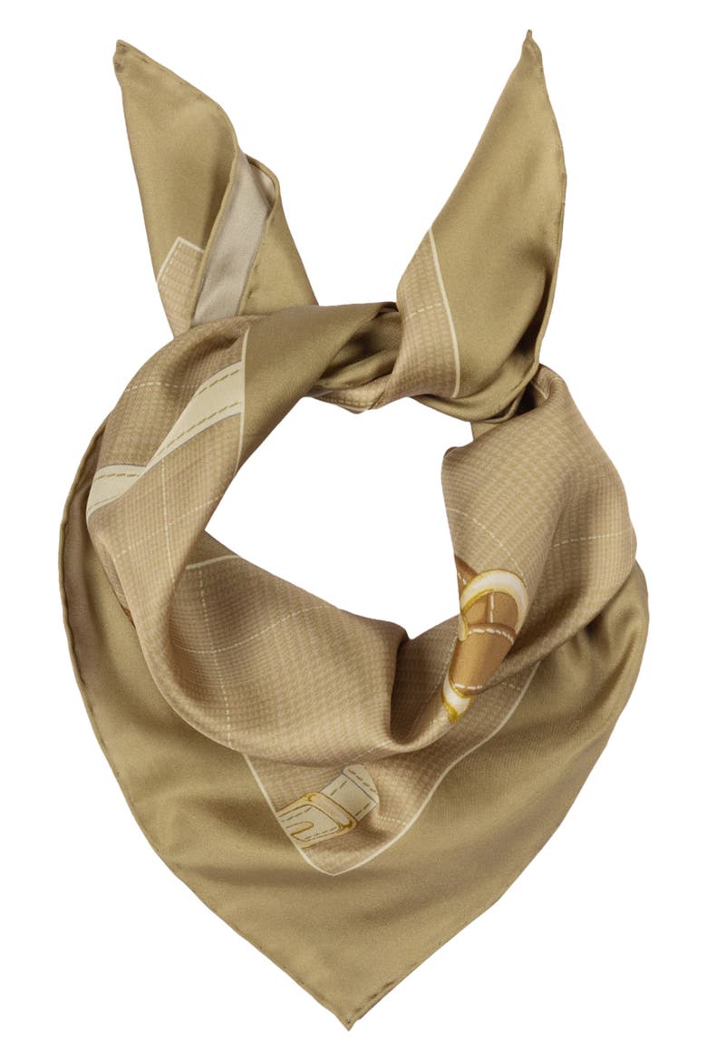Equestrian Silk Square Scarf, Main, color, LAUREN CAMEL