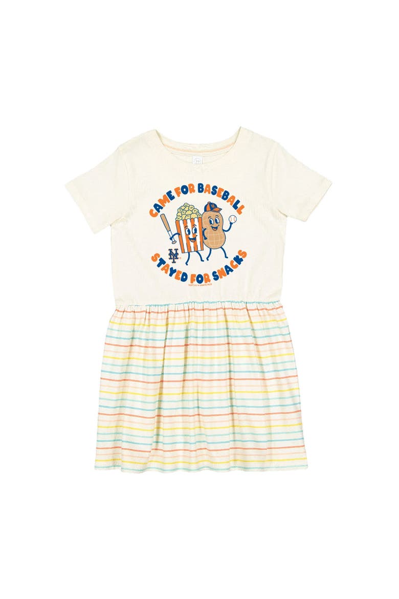 Girls Toddler Soft as a Grape White New York Mets Snack Dress, Main, color, White