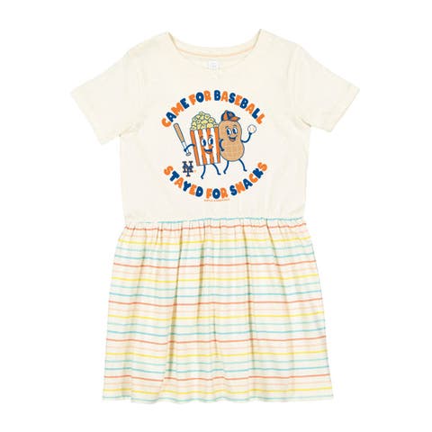 Girls Toddler Soft as a Grape White New York Mets Snack Dress