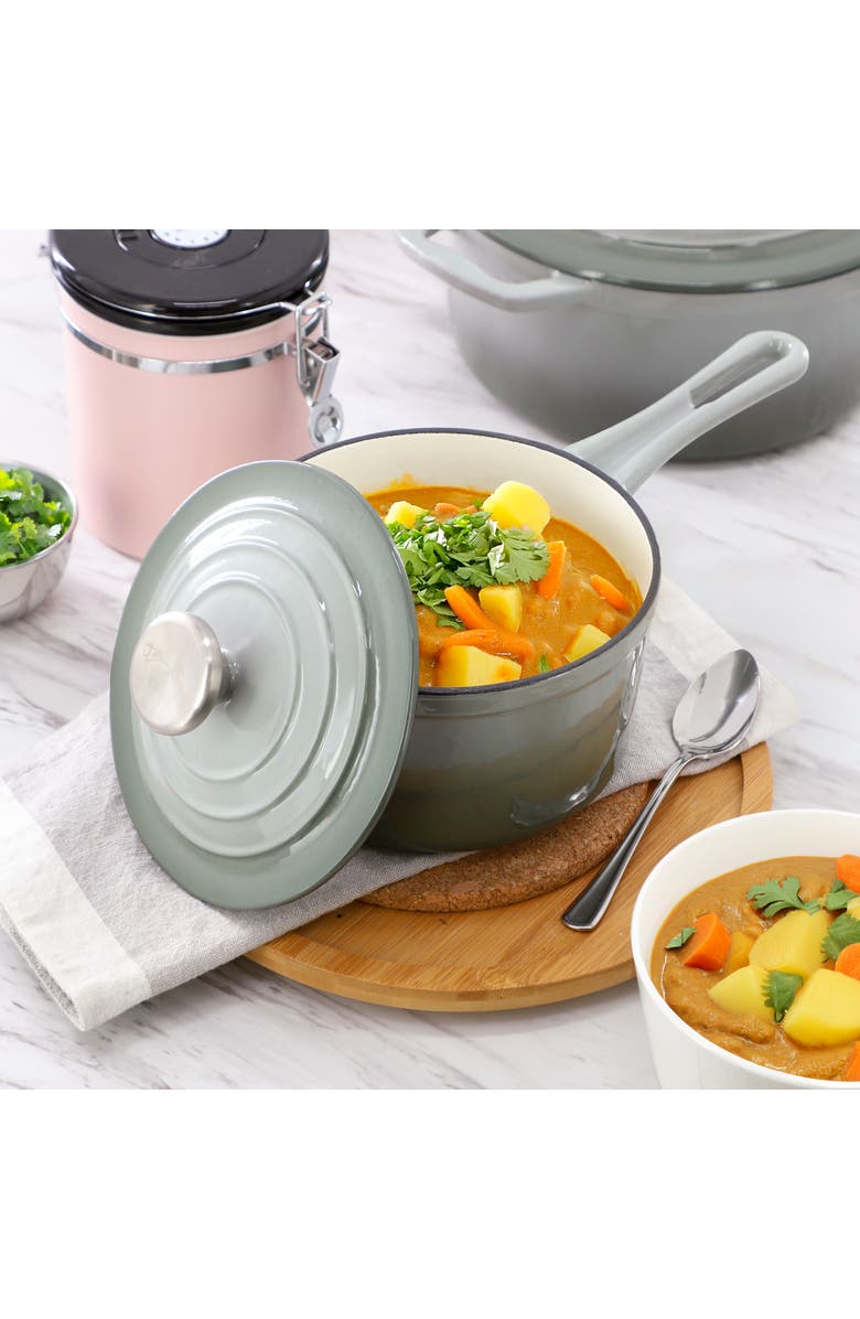 Megachef 7 Piece Enameled Cast Iron Cookware Set, Alternate, color, Gray