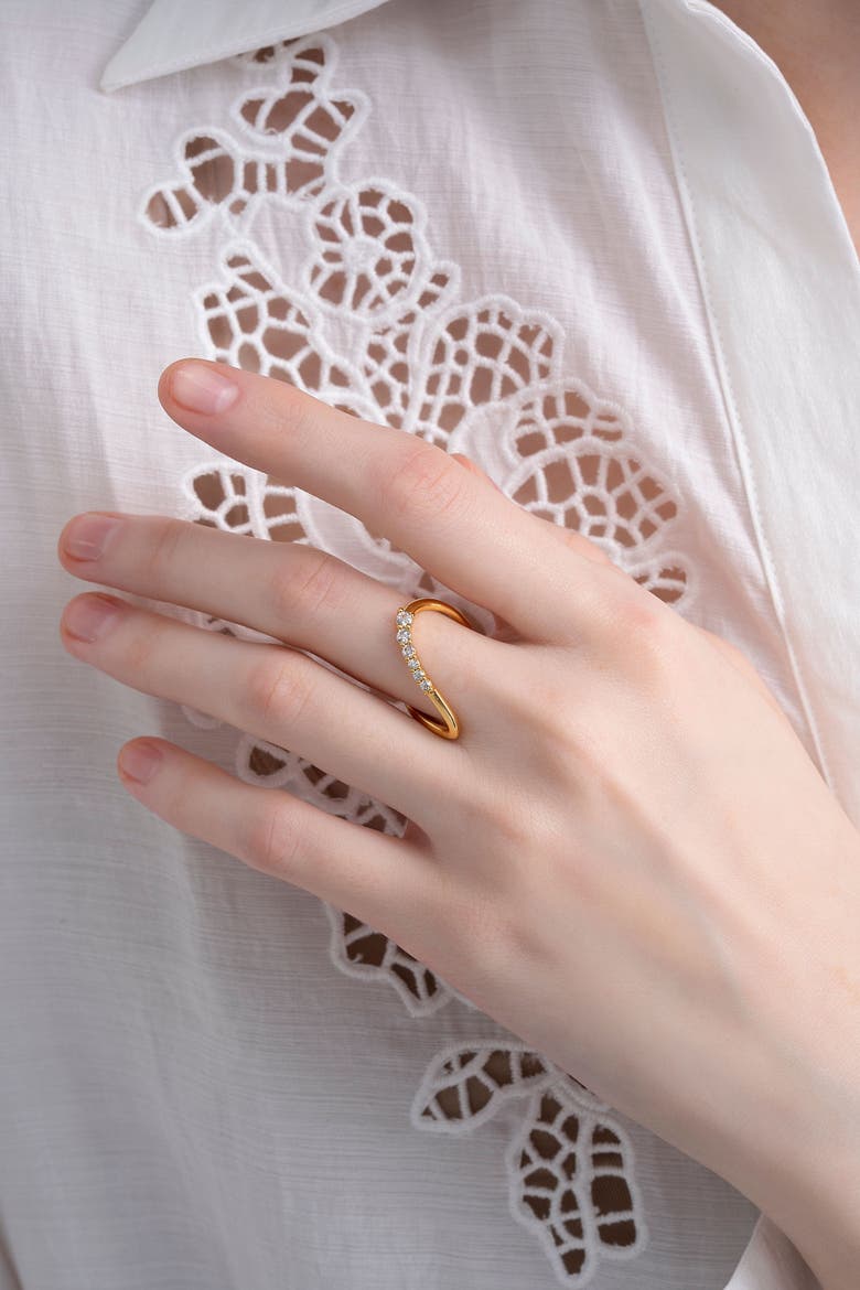 Curve Pave Ring, Alternate, color, Gold