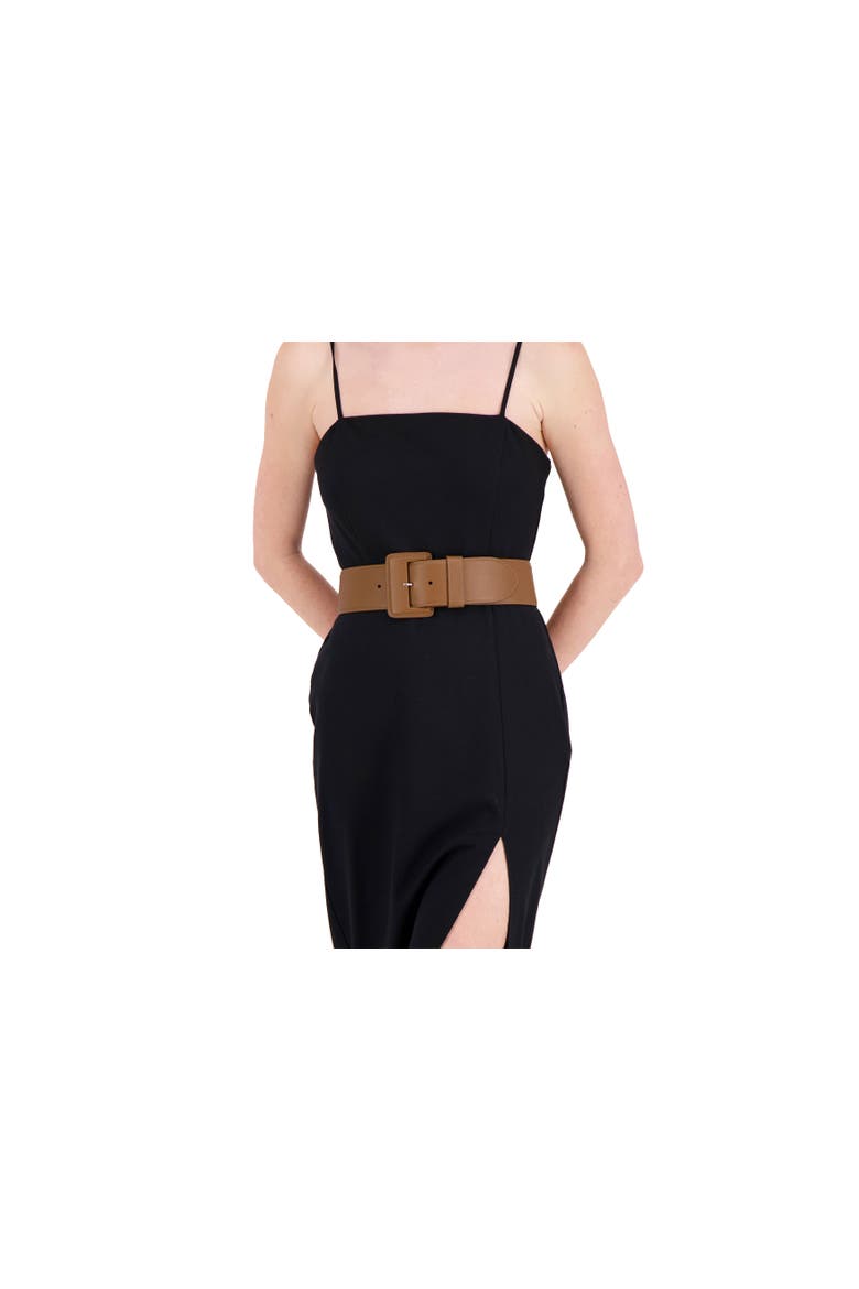 La Merveilleuse Leather Buckle Belt, Alternate, color, Camel