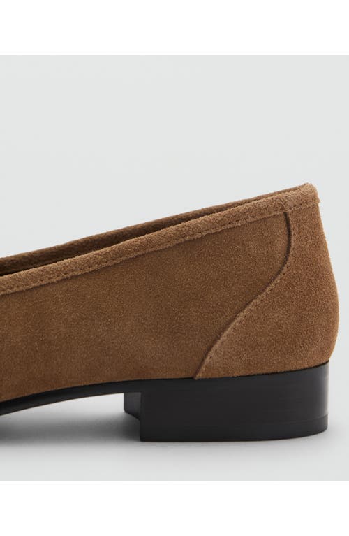 Mango Buckle Leather Apron-toe Flat In Brown