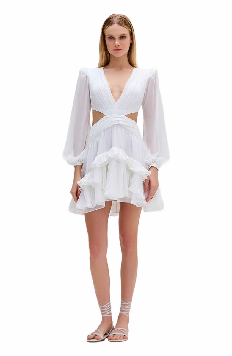 PatBO Deep-V Cutout Mini Dress, Alternate, color, 