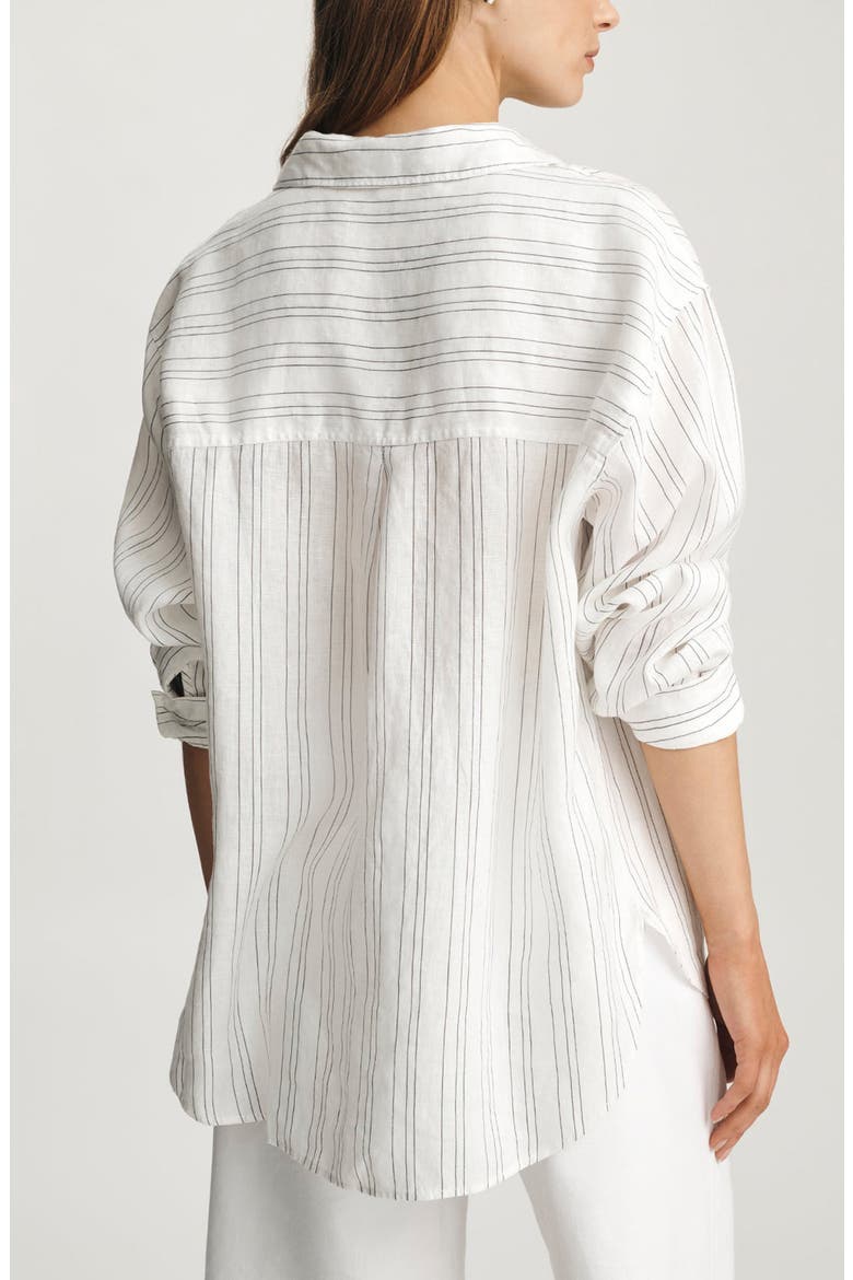 Stripe Relaxed Fit Linen Button-Up Shirt, Alternate, color, WHITE/ BLACK STRIPED
