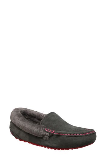 Mykos Suede Faux Fur Lined Water Repellent Slipper In Gray