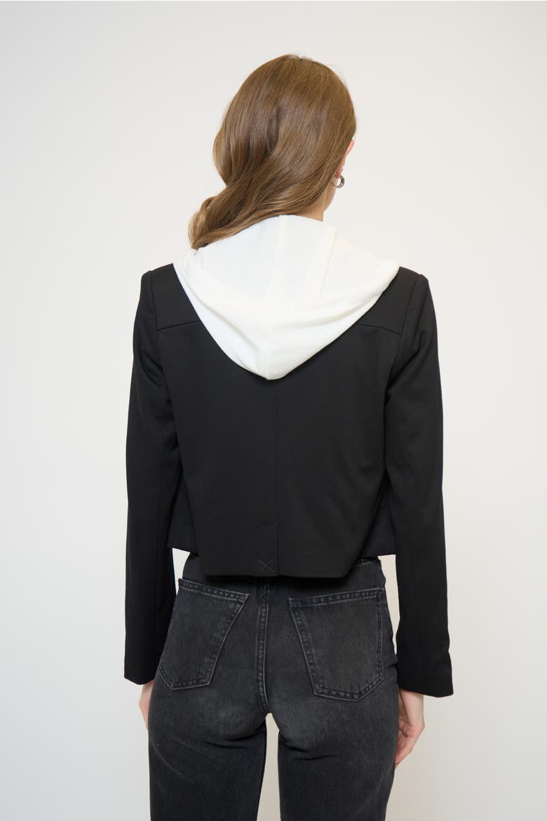Cropped Fitted Dickey Jacket, Alternate, color, BLACK