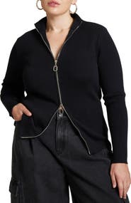 ELOQUII Two Way Zipper Sweater