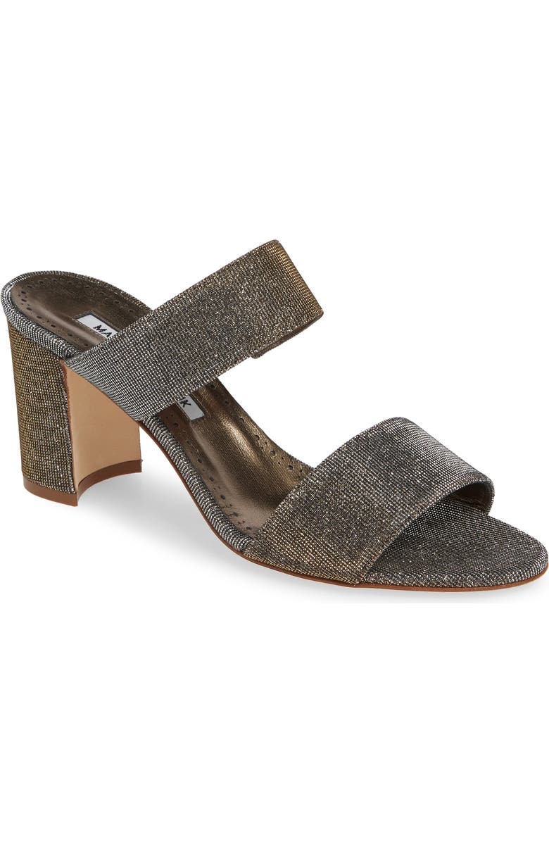 Manolo Blahnik Kalita Metallic Slide Sandal, Main, color,