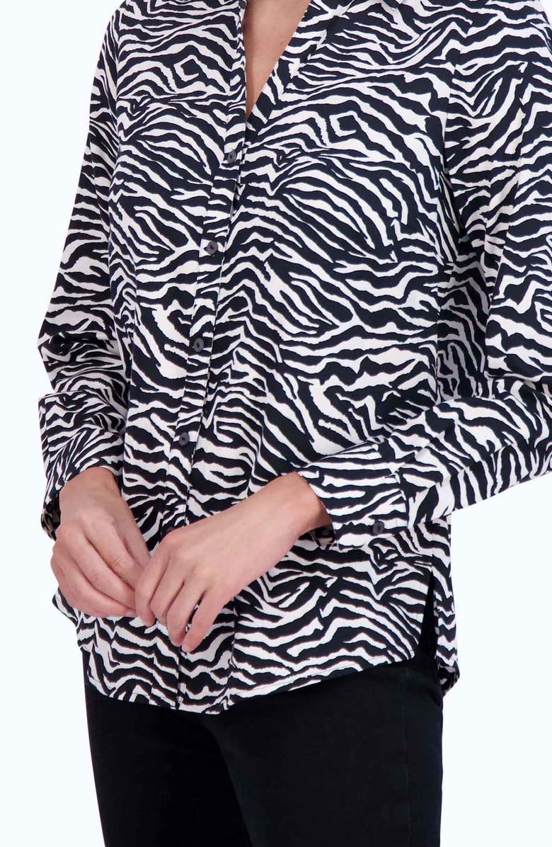 Foxcroft Mary Zebra Print Cotton Button-Up Shirt, Alternate, color,