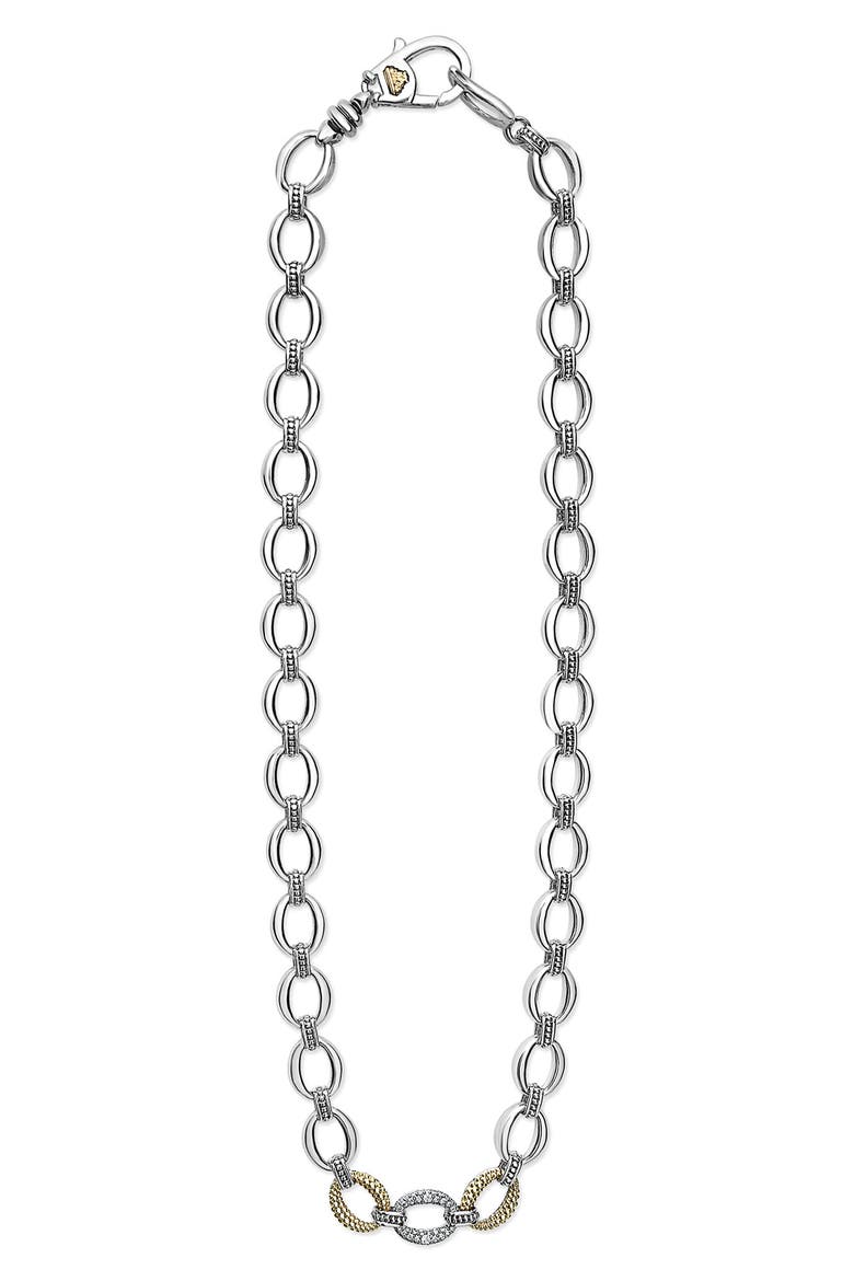 Caviar Lux Diamond Link Necklace, Main, color, DIAMOND