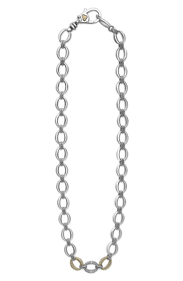 LAGOS Caviar Lux Diamond Link Necklace, Main, color, Diamond