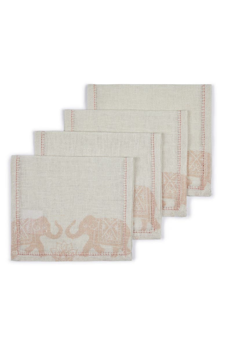 MAJKA Garden Elephant Cocktail Napkins, Main, color, Seashell Gray