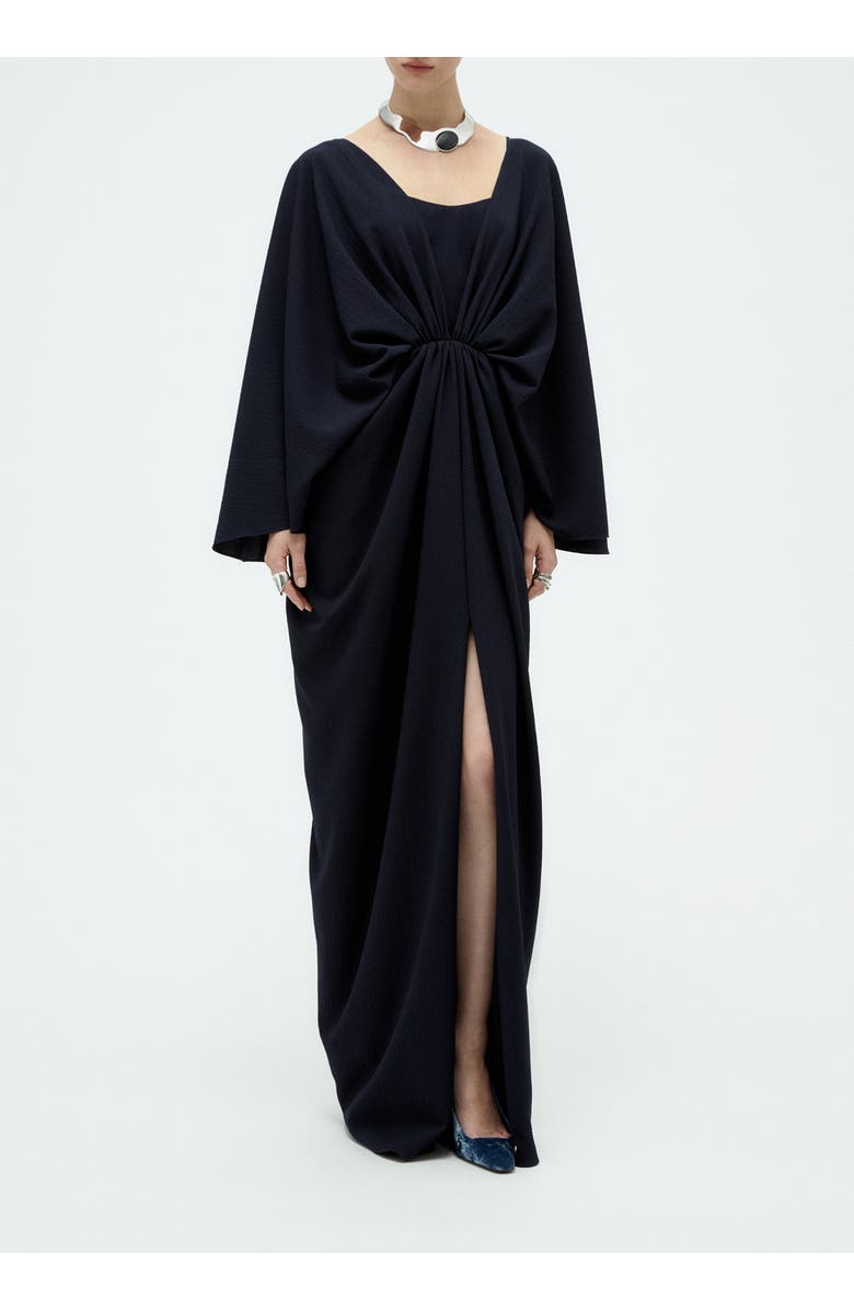 Amsale Batwing Textured Gown, Main, color, Navy