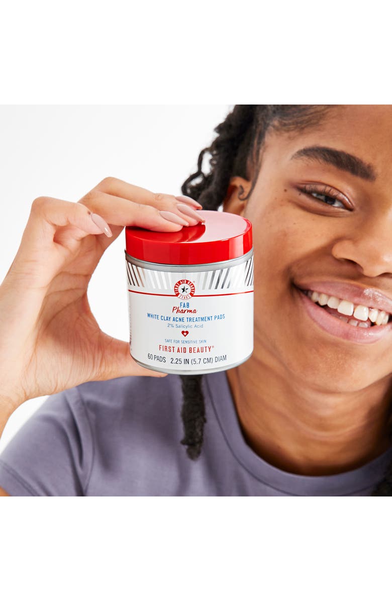 First Aid Beauty Fab Pharma White Clay Acne Treatment Pads with 2% Salicylic Acid, Alternate, color,