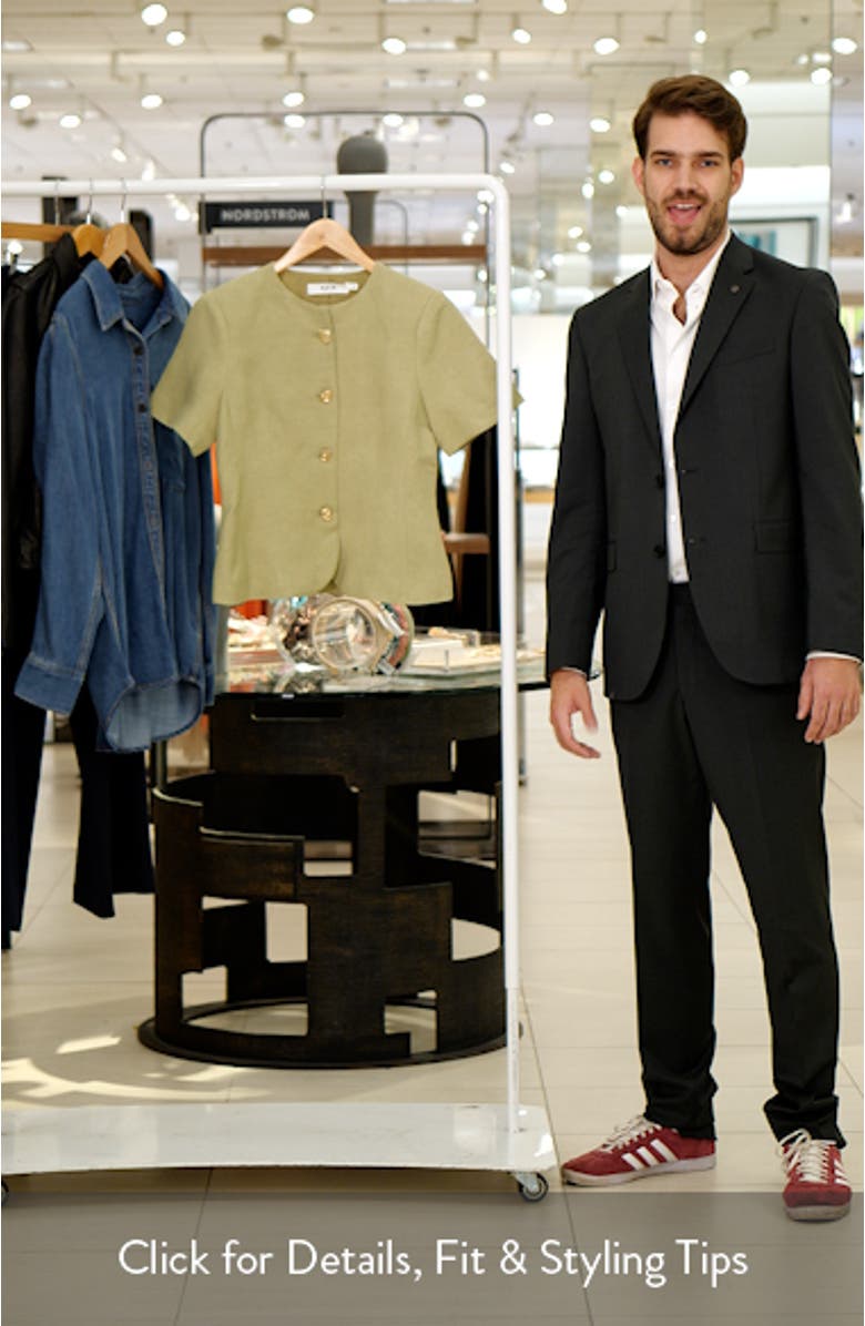 Saige Mixed Button Short Sleeve Linen Blend Jacket, sales video thumbnail