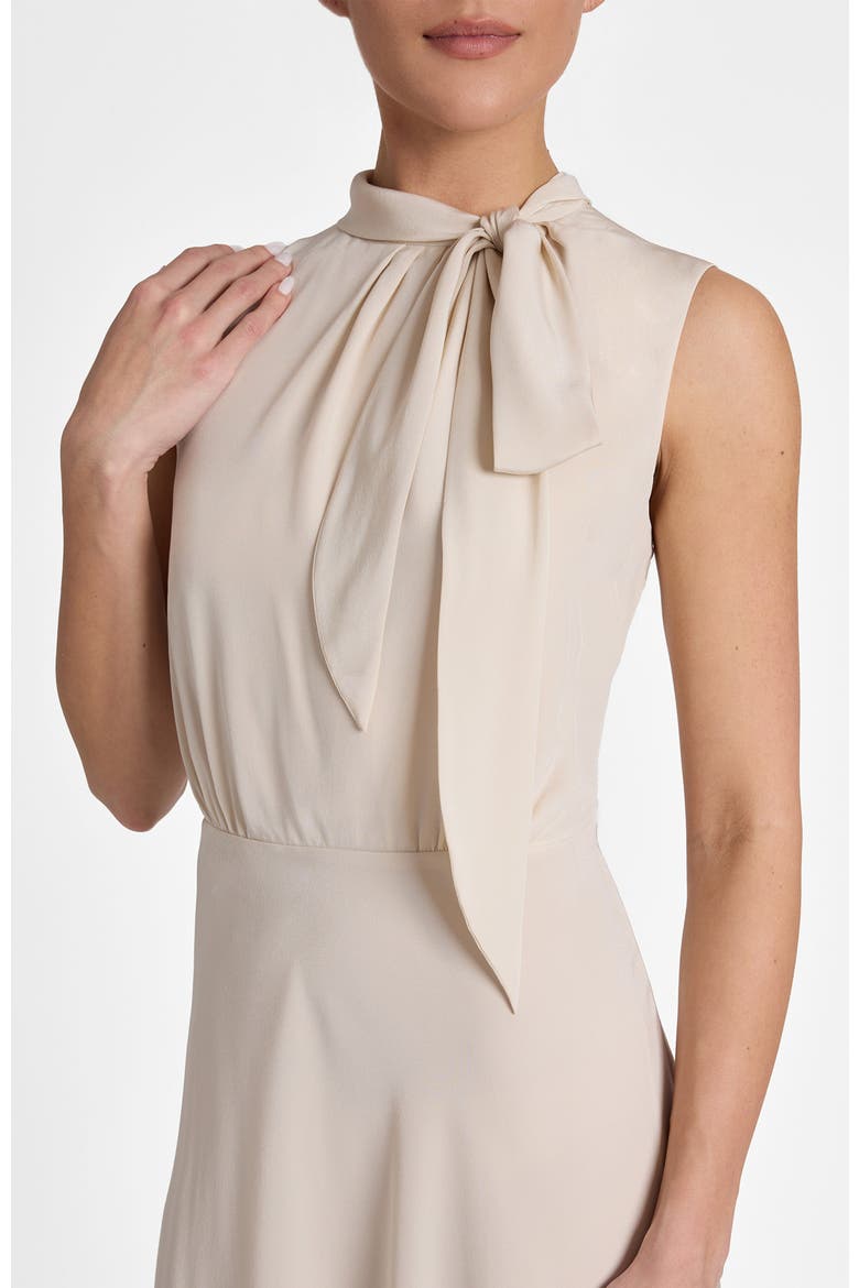 Petra Sleeveless Mock Neck Silk Midi Dress, Alternate, color, Beige