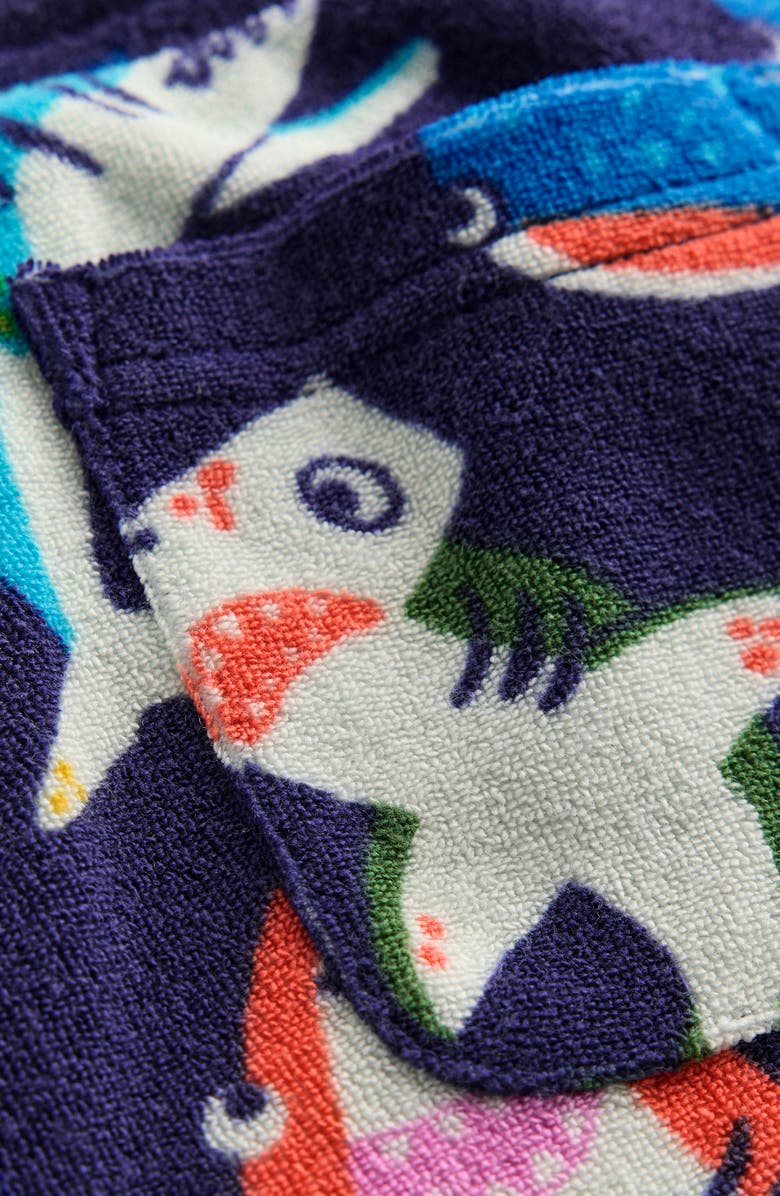 Mini Boden Kids' Shark Terry Cloth Drawstring Shorts, Alternate, color, Navy Sharks