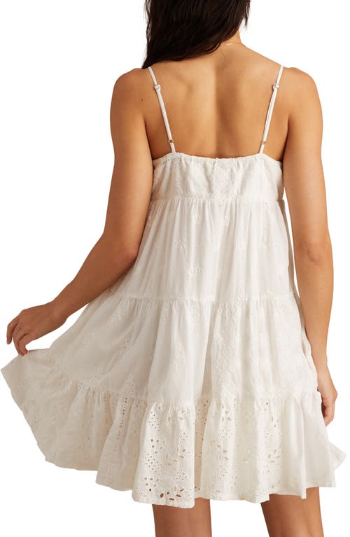 Lucky Brand Patchwork Tiered Cotton Mini Sundress In White