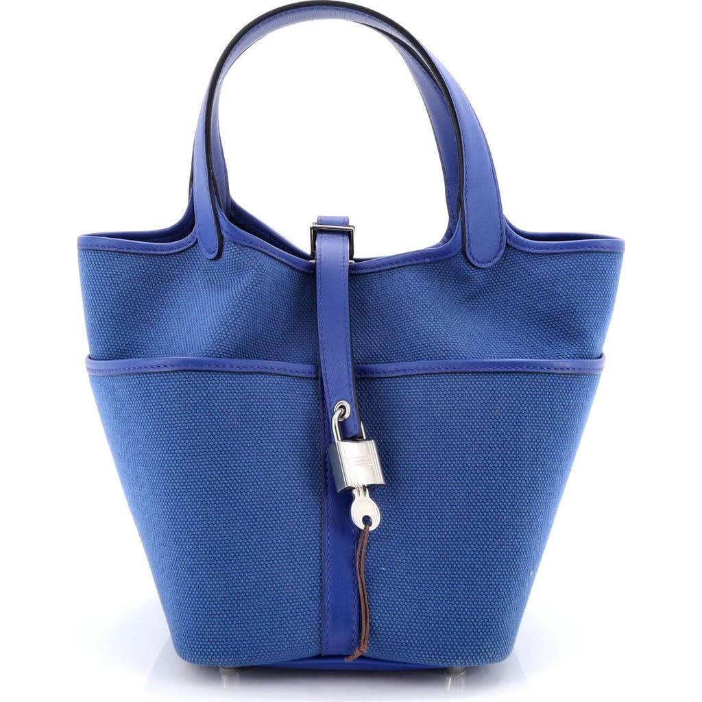 Pre-owned Hermes Hermes Cargo Picotin Lock Bag Canvas And Swift Pm In Blue