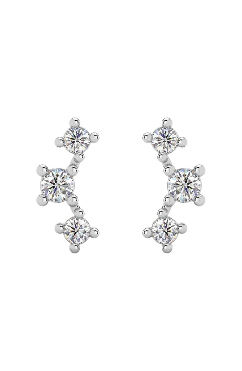 Bliss Diamond 1/5Ct TW 3-Stone Diamond Crawler Earrings 14k Gold Studs Lab Grown 1/3" Tall, Main, color, 