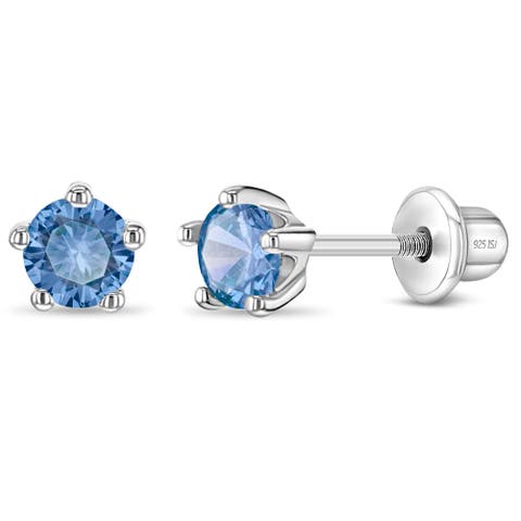 Classic Cubic Zirconia Birthstone Solitaire Earrings
