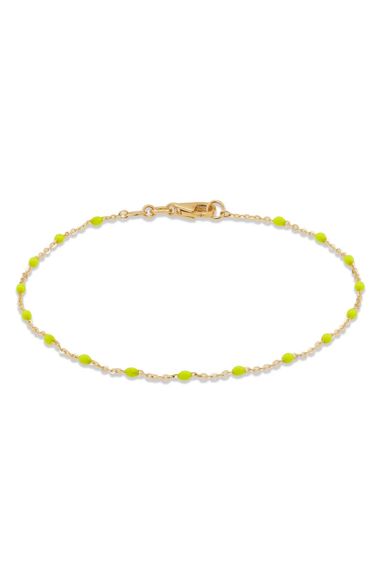 Frankie & Zoe 2.5mm Green Enamel Station Bracelet, Main, color, Yellow Gold