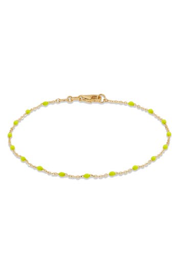 Frankie & Zoe 2.5mm Green Enamel Station Bracelet In Gold