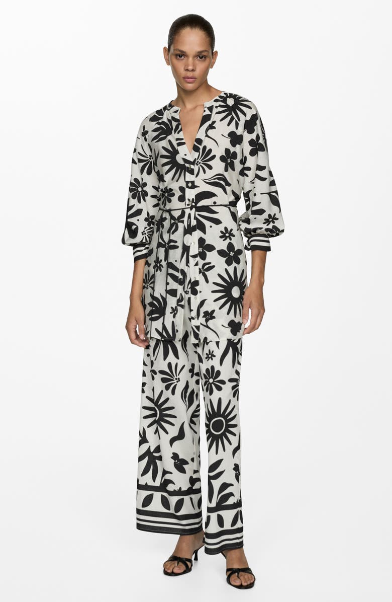 MANGO Floral Print Longline Top, Alternate, color, 