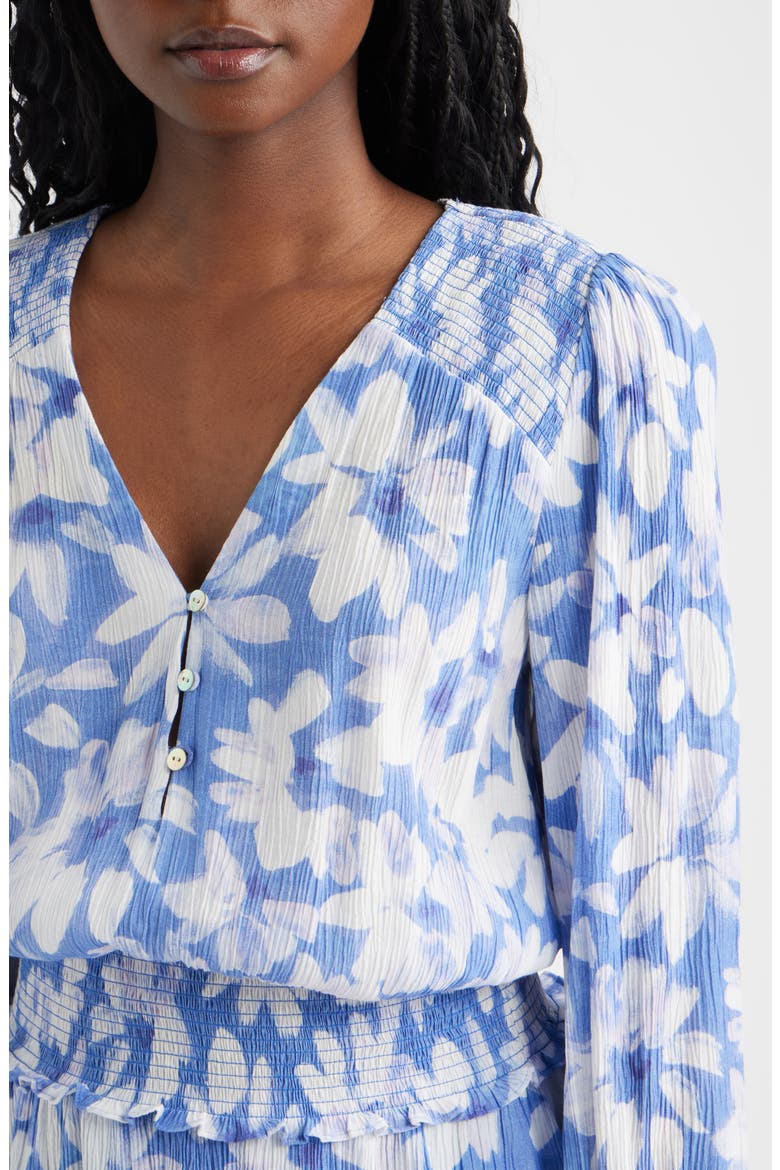 Zana Floral Smocked Long Sleeve Dress, Alternate, color, BLUE AMARANTH