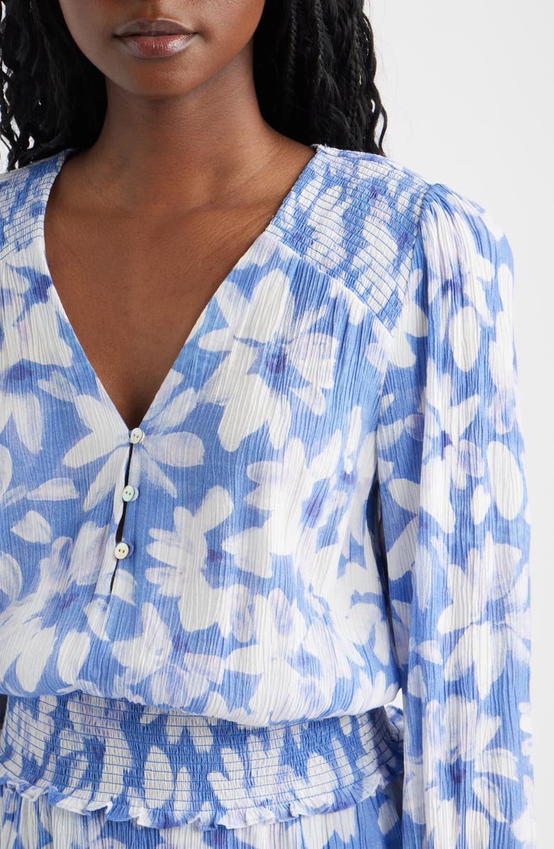 Rails Zana Floral Smocked Long Sleeve Dress, Alternate, color, Blue Amaranth