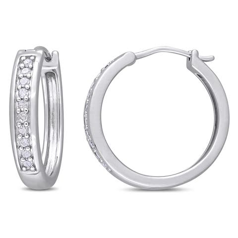 1/3 Ctw Diamond Hoop Earrings Sterling Silver