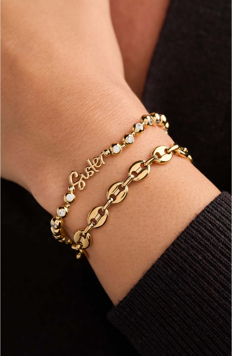 Alex and Ani Sister Elongated Crystal Stretch Bracelet, Alternate, color, Gold