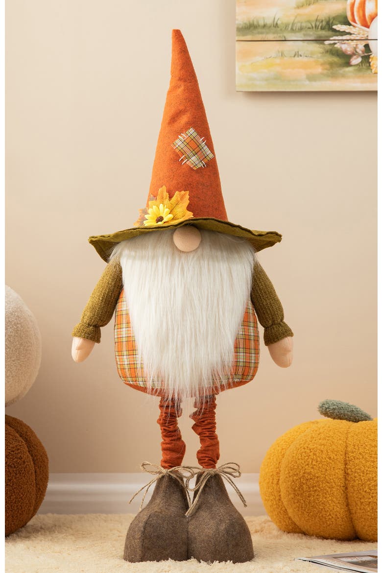 Telescoped Fabric Fall Gnome Standing Decor, Alternate, color, Orange