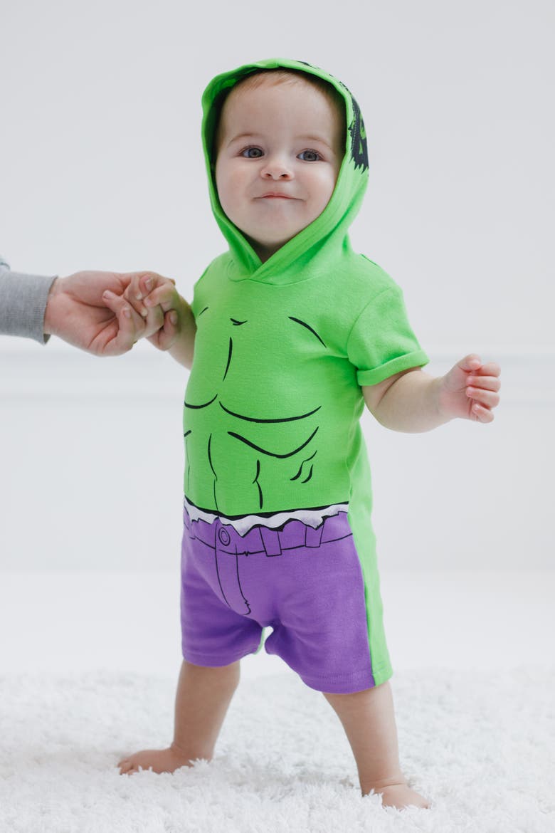 Cosplay Hooded Romper, Alternate, color, Hulk Green Purple