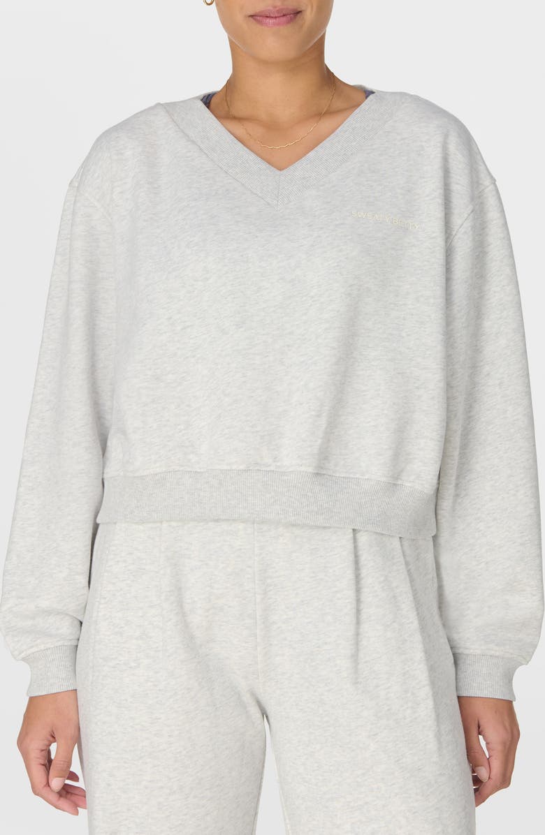 Sweaty Betty Revive Organic Cotton Blend Crop Sweatshirt, Main, color, Ice Grey Marl