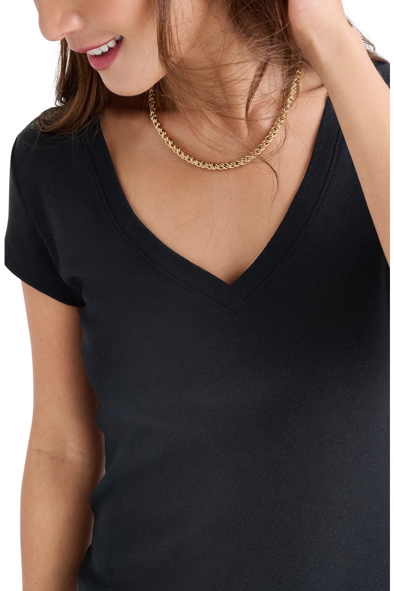 Faye V-Neck Tee, Alternate, color, BLACK