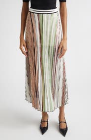 Missoni Flame Space Dye Stripe Pleated Midi Skirt