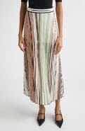 Missoni Flame Space Dye Stripe Pleated Midi Skirt