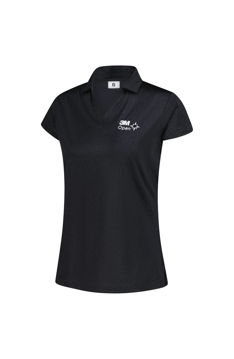 FOOTJOY Women's  FootJoy Black 3M Open Cap Sleeve Printed Polo, Alternate, color, Black
