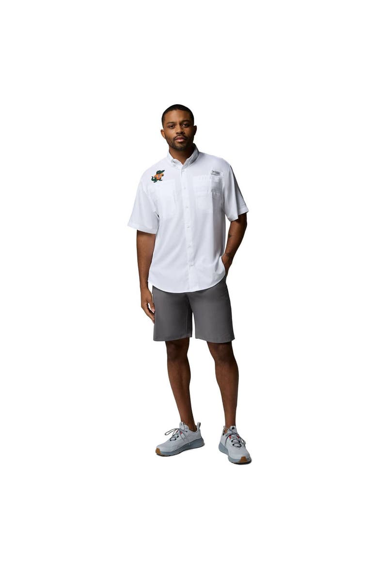 Men's Columbia White Florida Gators Tamiami Omni-Shade Button-Down Shirt, Alternate, color, White