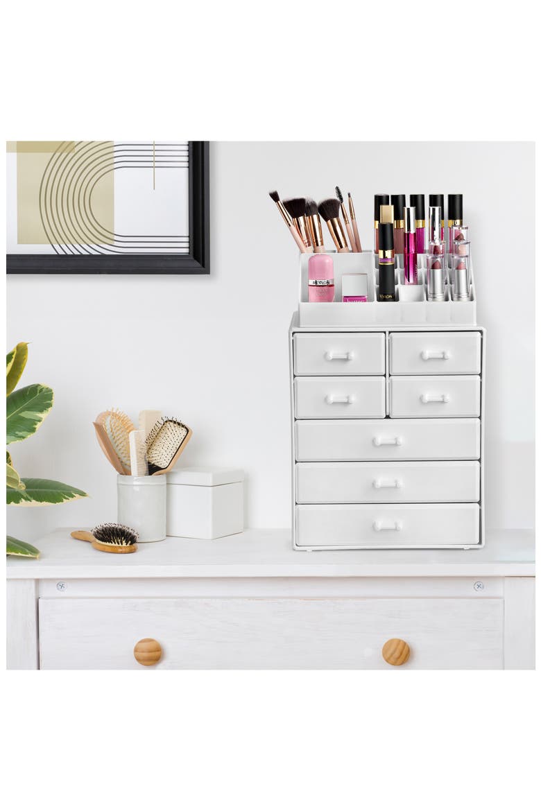 7-Drawer Makeup Organizer Case, Alternate, color, WHITE