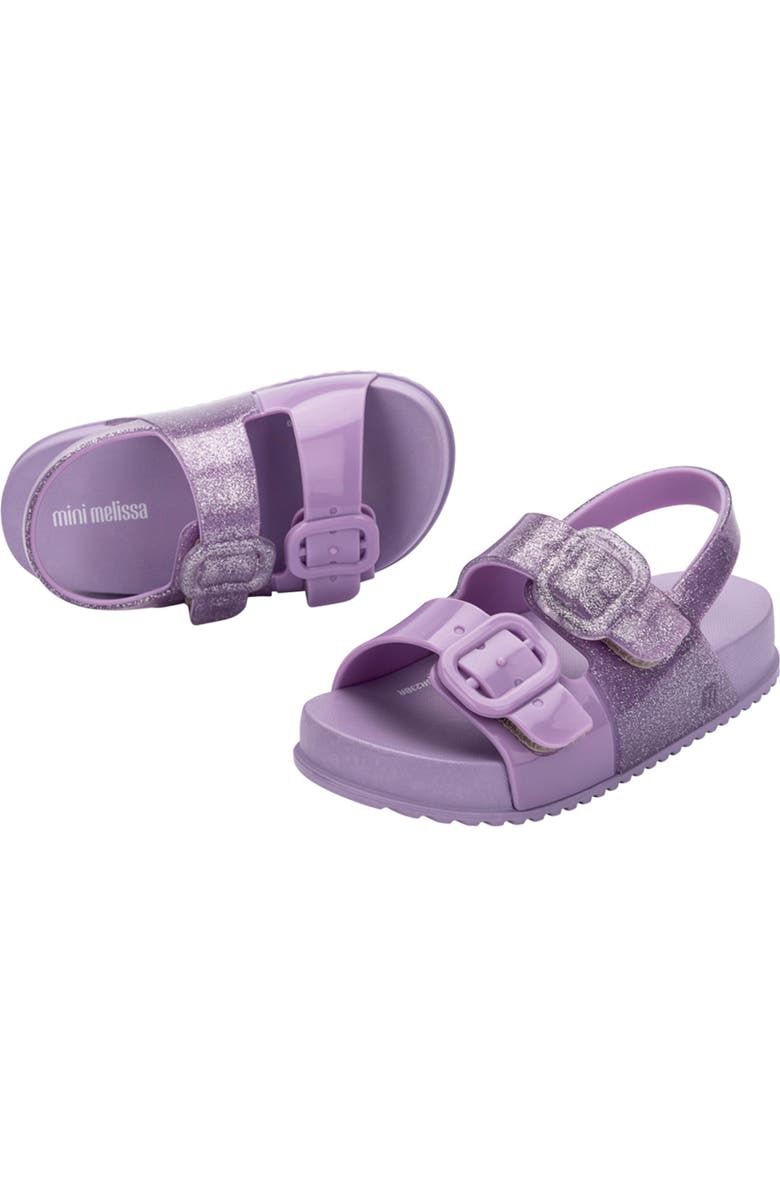 Mini Melissa Kids' Mini Cozy Slingback Sandal, Alternate, color, Lilac Glitter