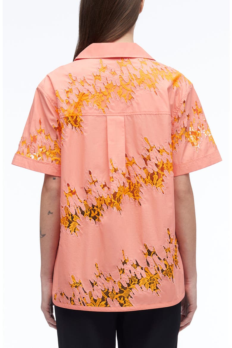 Squiggle Lace Camp Shirt, Alternate, color, PAPAYA-CLEMENTINE