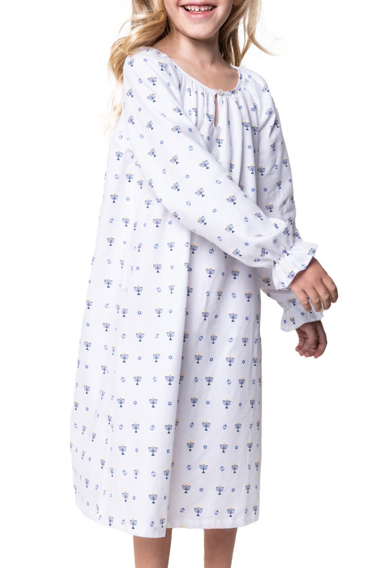 Kids' Delphine Hanukkah Cotton Blend Nightgown, Main, color, WHITE