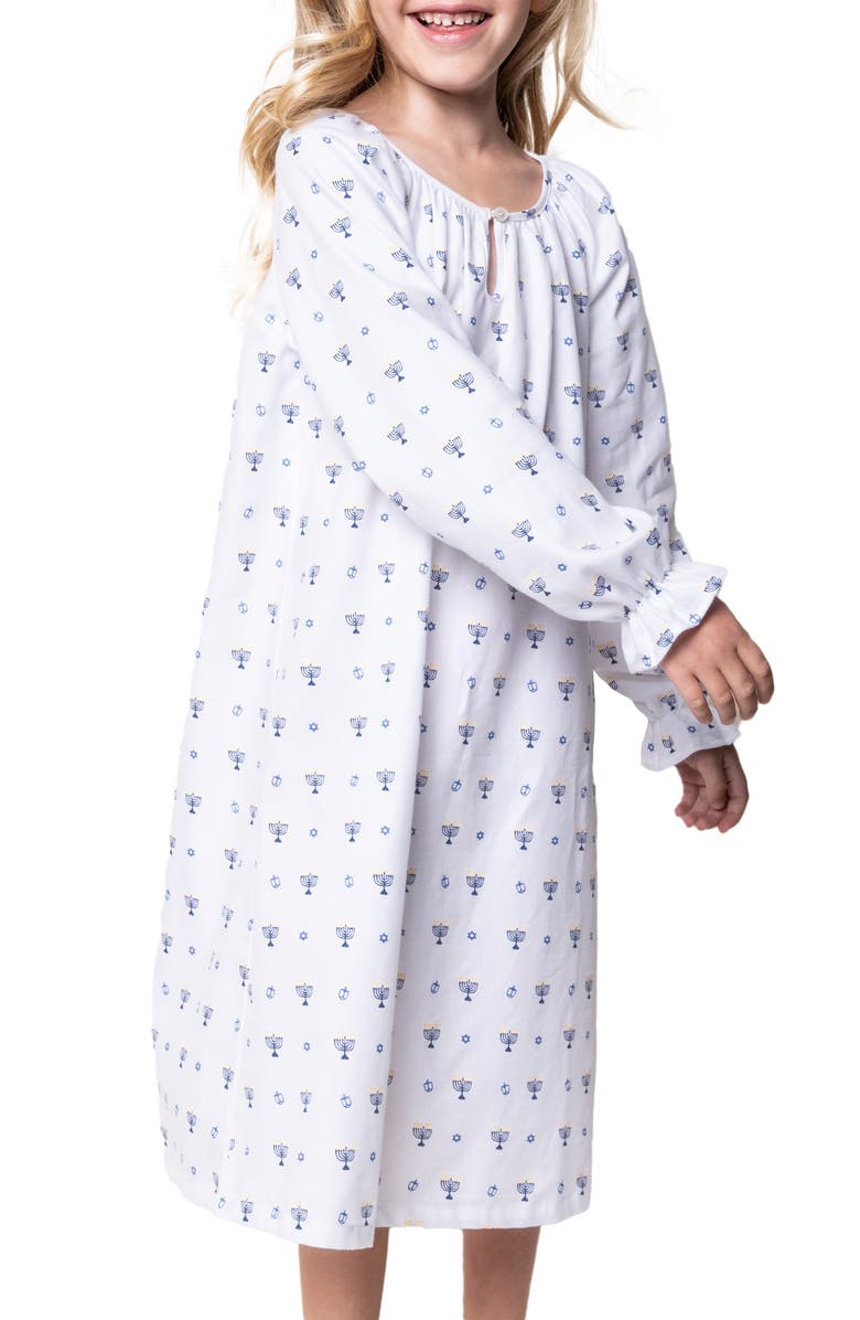 Petite Plume Kids' Delphine Hanukkah Cotton Blend Nightgown, Main, color, 