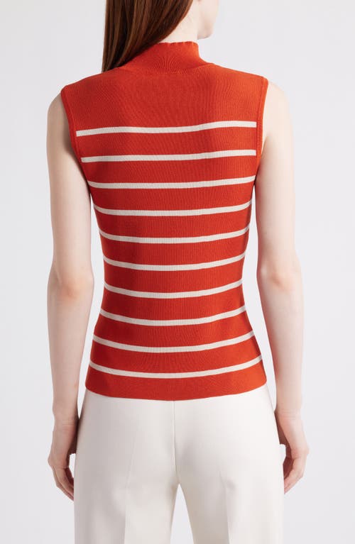 Tahari Asl Plus Size Striped Mock-neck Sleeveless Sweater